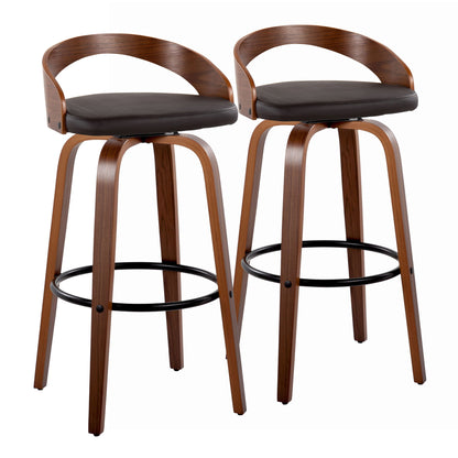 Grotto - Mid Century Modern Fixed Height Barstool & Swivel With Round Footrest (Set of 2) Lumi Source