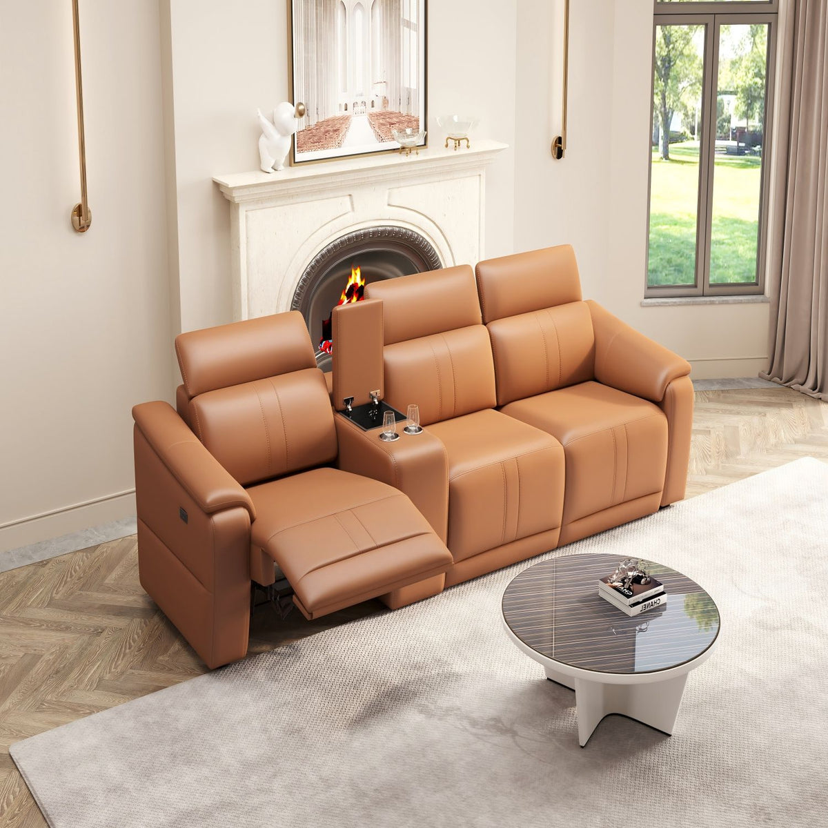 Modular Sofa With Recliners And Cup Holders Sectional Set Home Essentials
