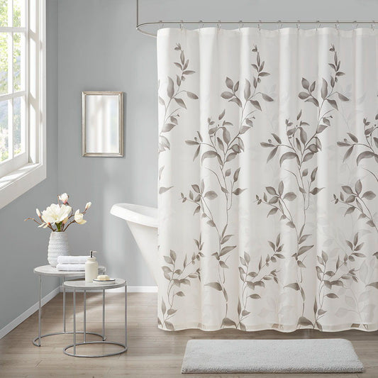 Cecily - 72" Burnout Printed Shower Curtain - Gray