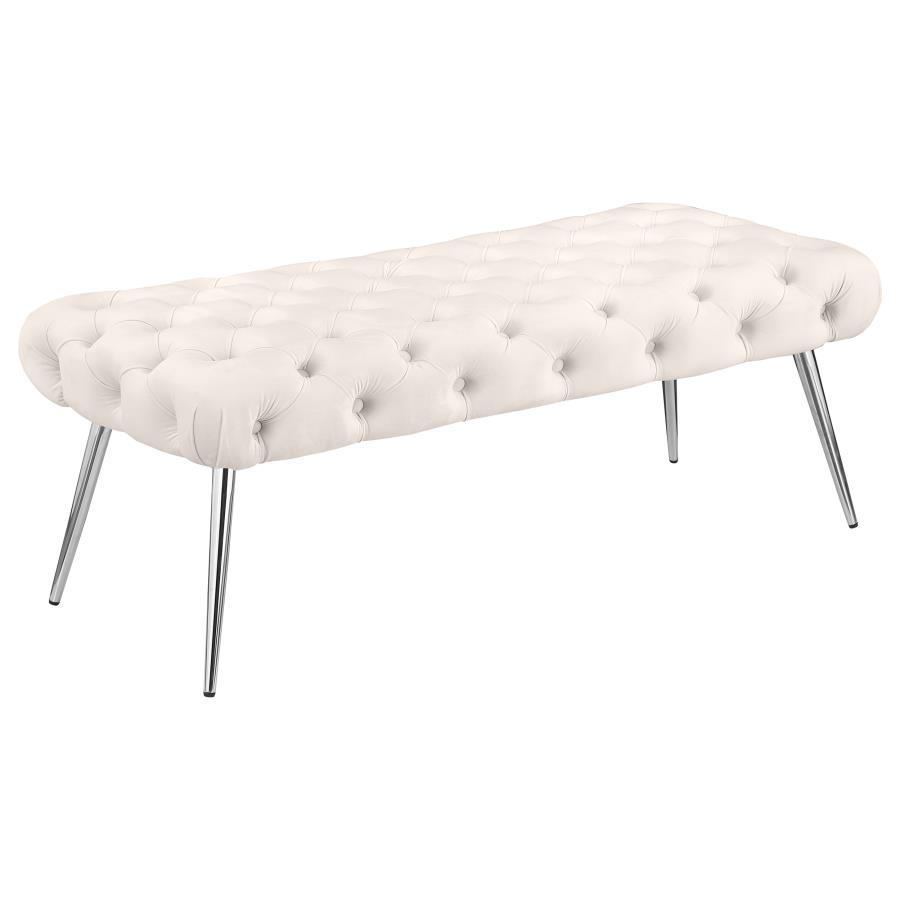 Ella - Upholstered Tufted Bench Metal Legs Coaster Fine Furniture