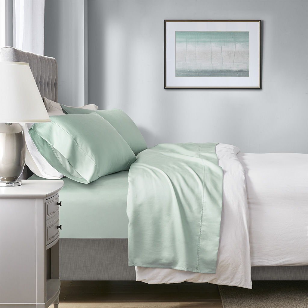 1000 Thread Count - HeiQ Smart Temperature Cotton Blend 4 Piece Sheet Set - Seafoam