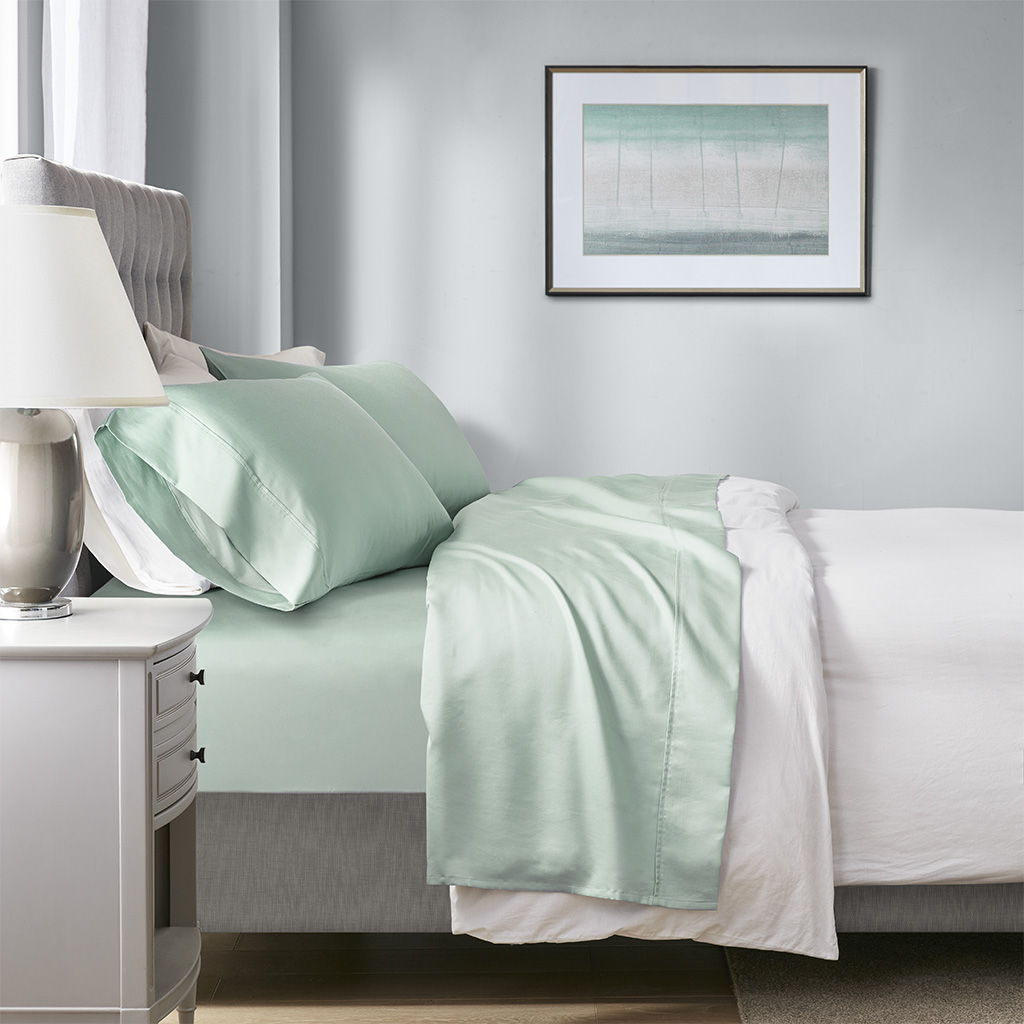 1000 Thread Count - HeiQ Smart Temperature Cotton Blend 4 Piece Queen Sheet Set - Seafoam Beautyrest