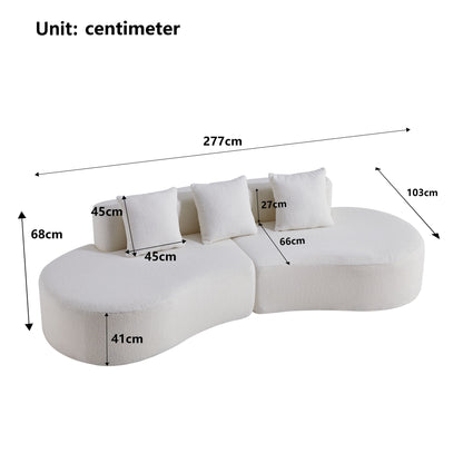 Curved Boneless Couch, Half Moon Sofa, 5 Seat Couch With High Density Foam Filled For Living Room - White Home Essentials