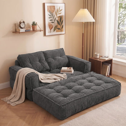2 Seater Modular Corduroy Sofa With Chaise Lounge For Living Room Home Essentials