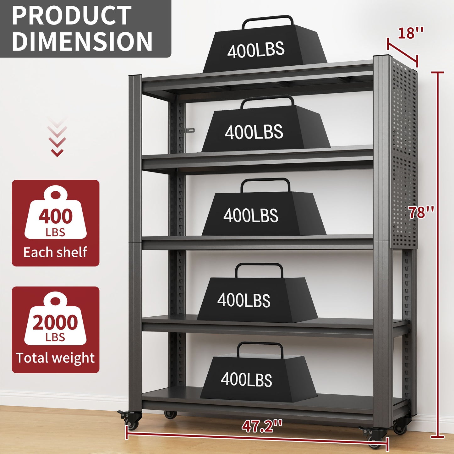 Heavy Duty Adjustable Metal Shelving Unit With Pegboard And Wheels For Multipurpose Storage Daily Nest