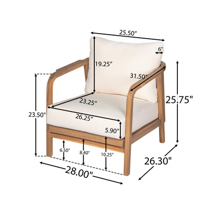 Outdoor Lounge Chair With Woven Backrest, Solid Wood Frame, Comfortable Cushions Noble House