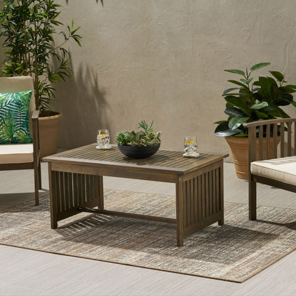 Acacia Wood Rectangular Patio Coffee Table For Outside Noble House