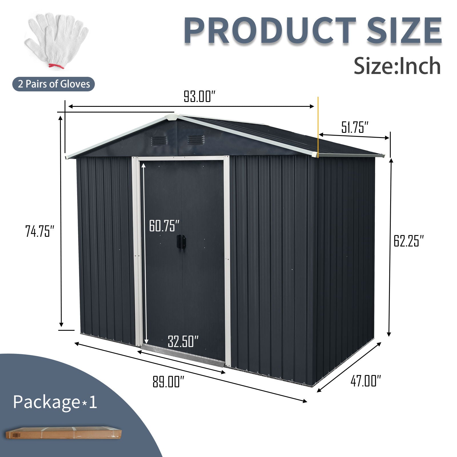 Outdoor Metal Storage Shed With Sliding Door And Foundation For Backyard, Patio, Lawn Daily Nest