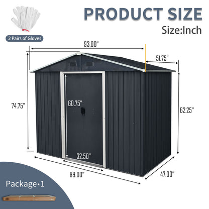 Outdoor Metal Storage Shed With Sliding Door And Foundation For Backyard, Patio, Lawn Daily Nest