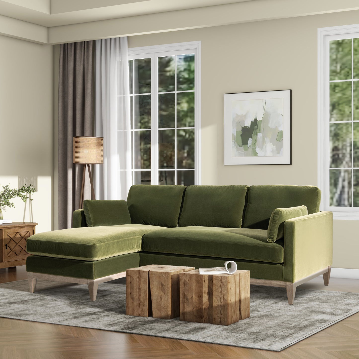 Knox - Modern Farmhouse Reversible Chaise Sectional Sofa Jennifer Taylor Home