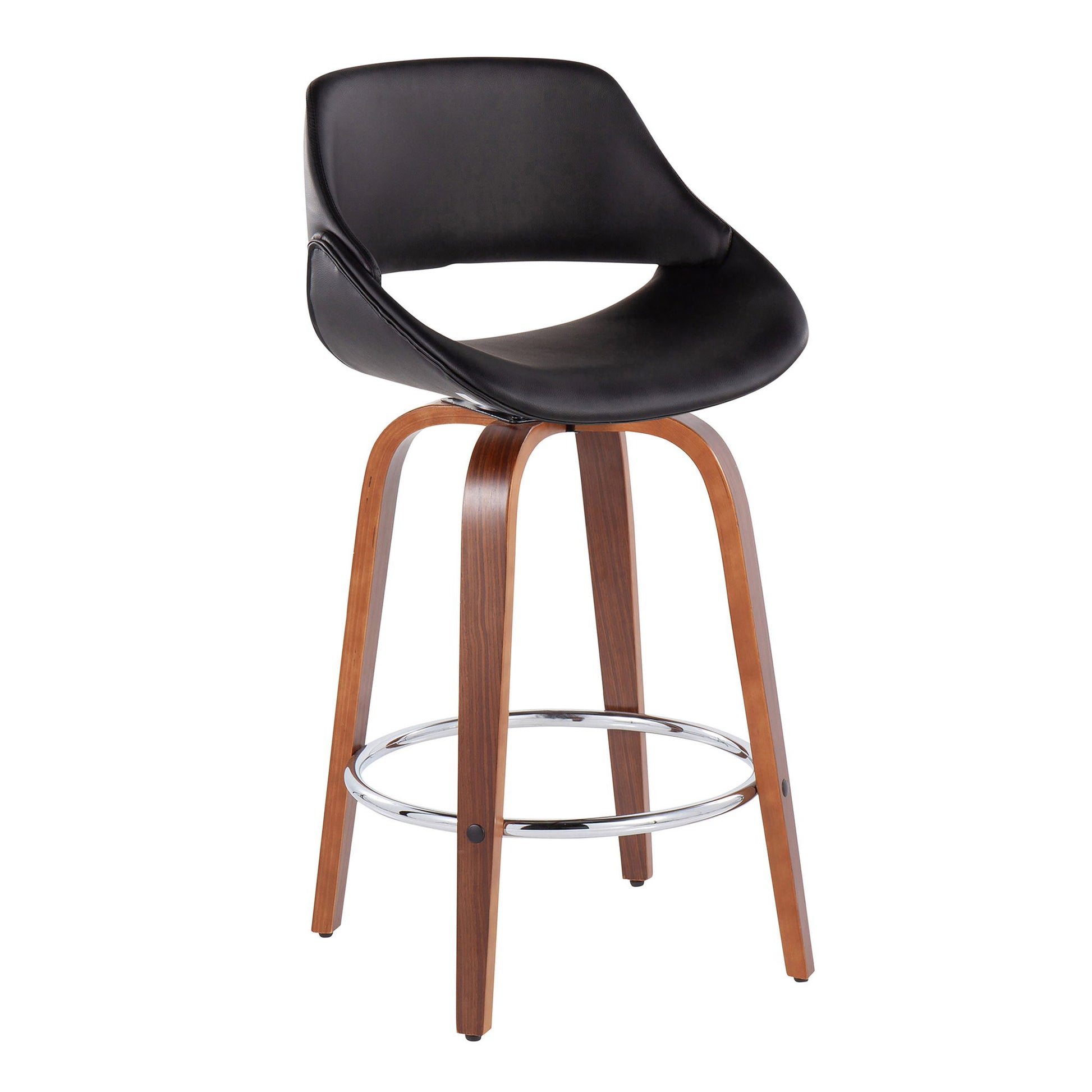 Fabrico - Mid Century Modern, Fixed Height Counter Stool With Round Footrest (Set of 2) Lumi Source