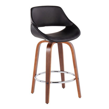 Fabrico - Mid Century Modern, Fixed Height Counter Stool With Round Footrest (Set of 2) Lumi Source