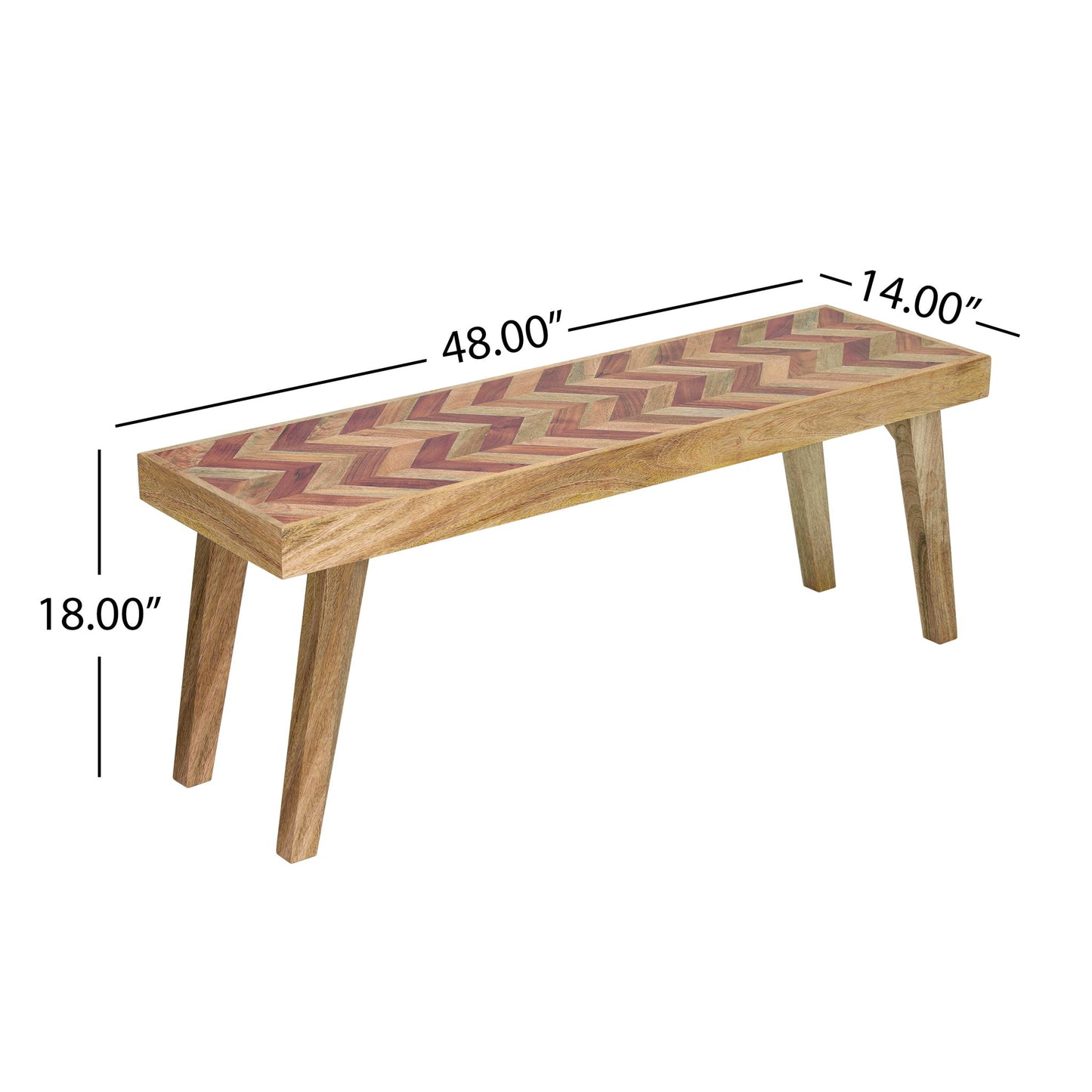 Artisan - Handcrafted Mango Wood Bench Rustic Boho Style - Natural Noble House