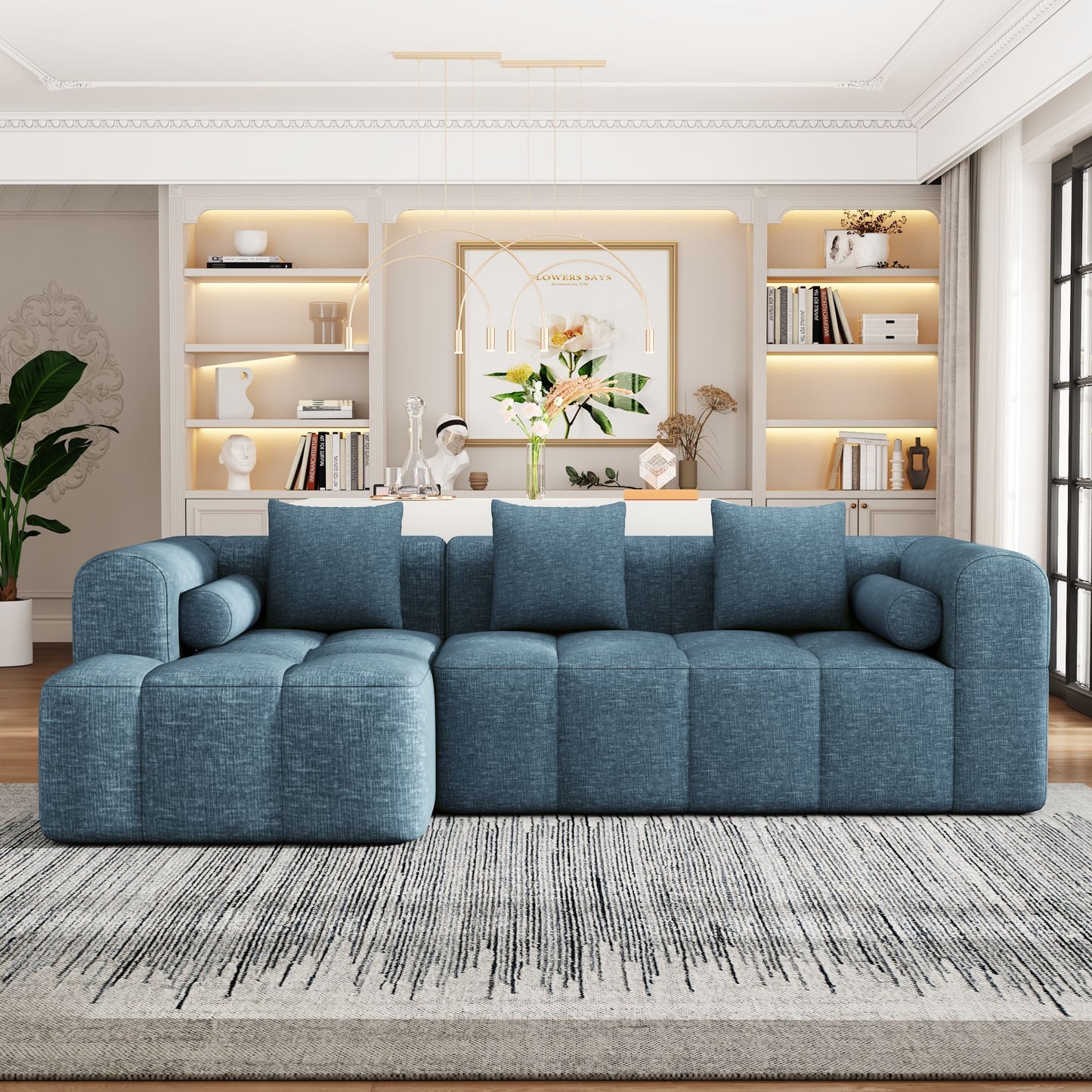 Sectional Free Combined Sofa With 2 Side Pockets Hearth and Haven