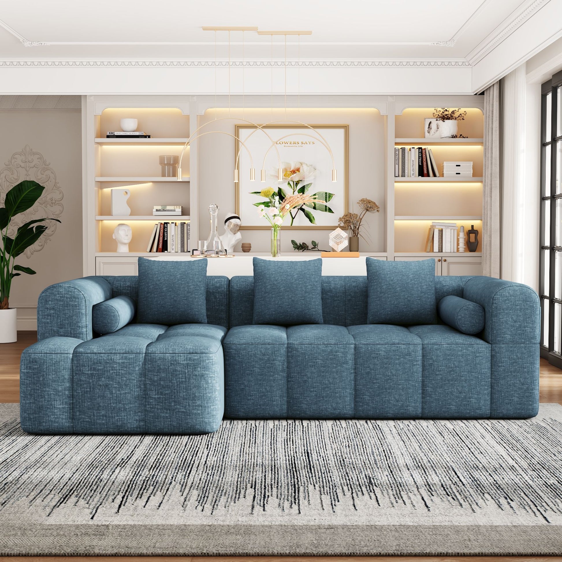 Sectional Free Combined Sofa With 2 Side Pockets Hearth and Haven
