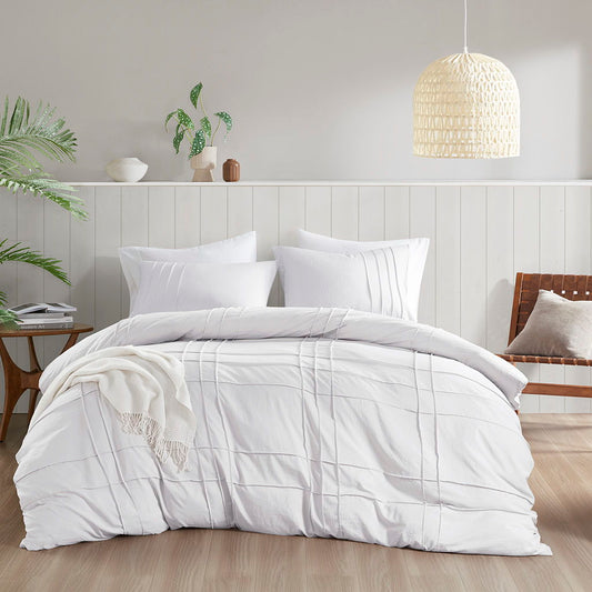Porter - Twin/Twin Long Soft Washed Pleated Duvet Cover Set - White Super Listing