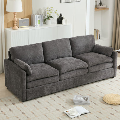 Cozy Upholstered 3 Seater Sofa With Double Cushion Hearth and Haven