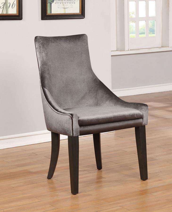 Phelps - Velvet Upholstered Dining Side Chair (Set of 2) - Gray CoasterElevations