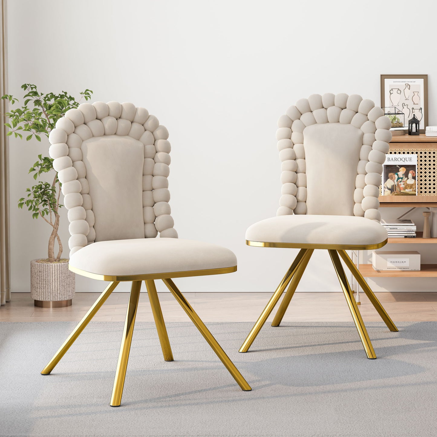 Upholstered Swivel Dining Chairs (Set of 2) Home Essentials