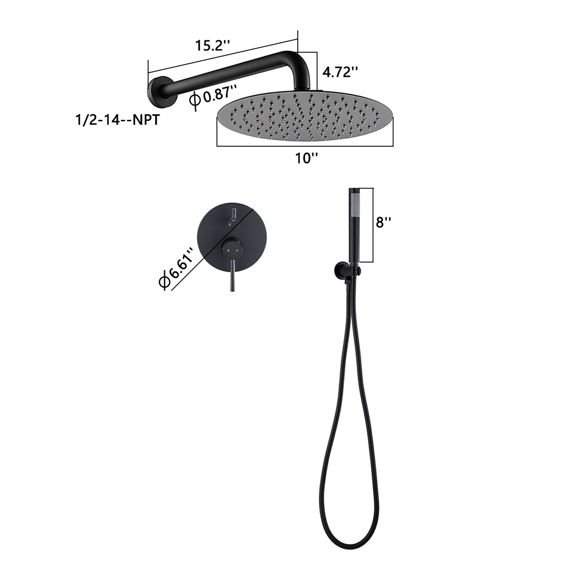Elegant 10" Round Rain Shower Head And Handheld Set With Adjustable Tilt And Dual Modes Daily Nest