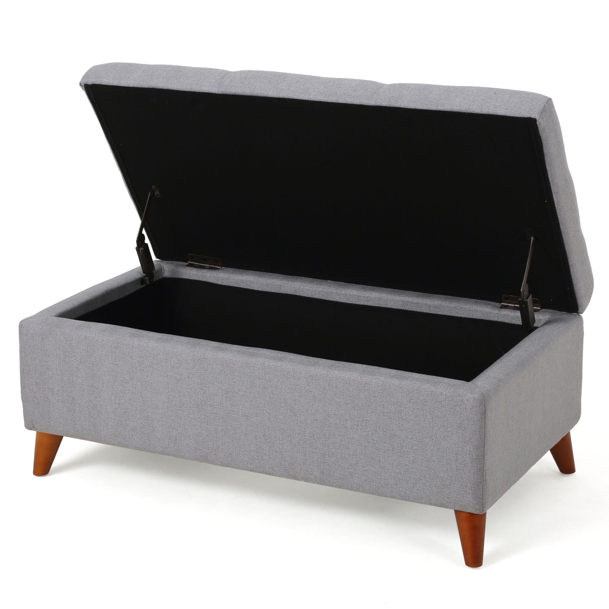 Kinetics - Upholstered Storage Ottoman With Lift-Top And Button Tufted Seat - Light Gray Noble House