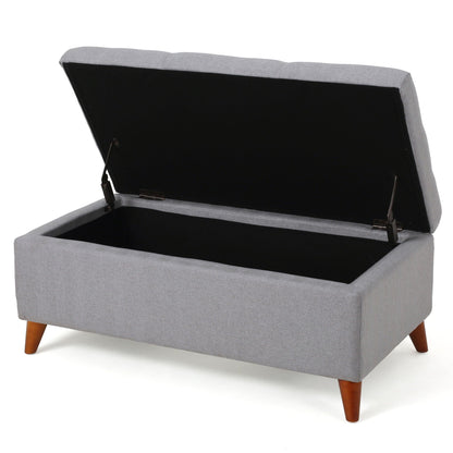 Kinetics - Upholstered Storage Ottoman With Lift-Top And Button Tufted Seat - Light Gray Noble House