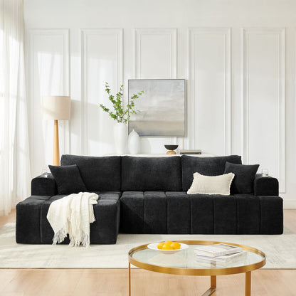 L - Shaped Sectional Sofa With Cup Holders & Side Pockets Home Essentials