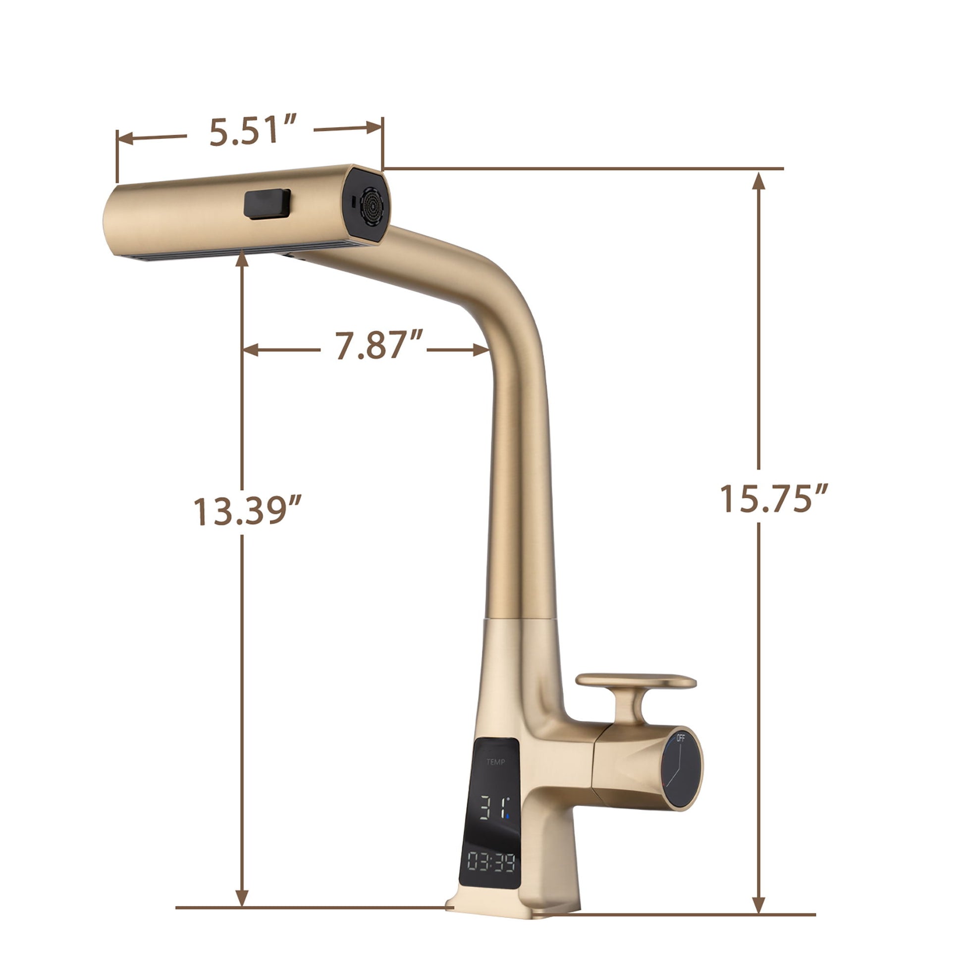 Waterfall Kitchen Faucet With Temperature Display And Pull Down Sprayer Daily Nest
