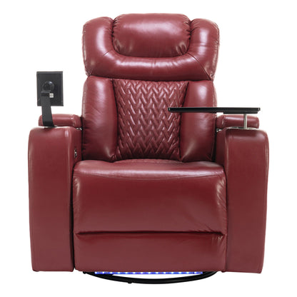 270 Degree Swivel Power Recliner With Tray Table, Phone Holder, Cup Holder, USB Port Hearth and Haven