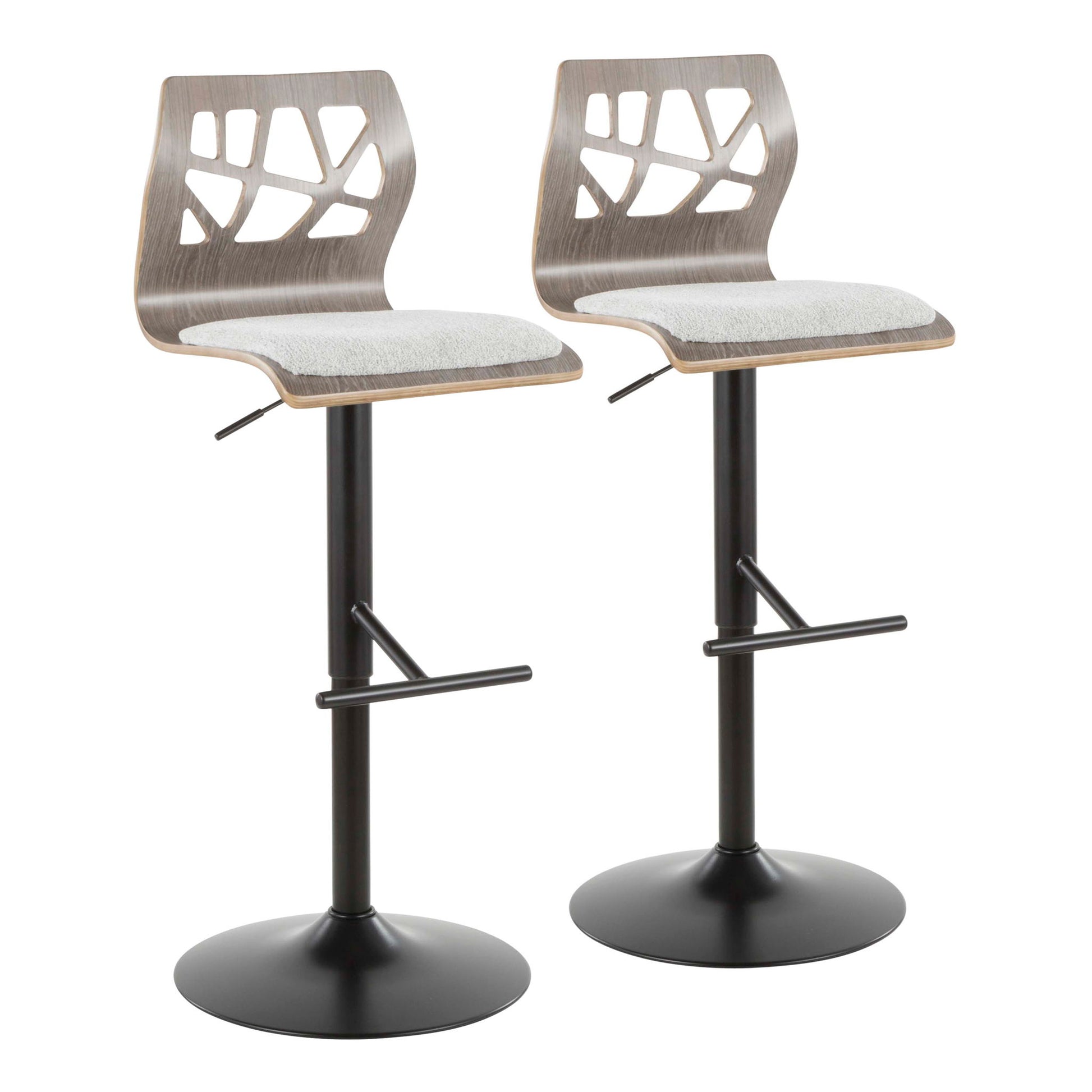Folia - Mid Century Modern Adjustable Barstool With Swivel & Rounded T Footrest (Set of 2) Lumi Source