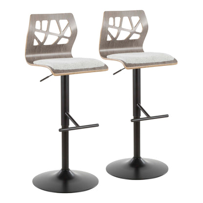 Folia - Mid Century Modern Adjustable Barstool With Swivel & Rounded T Footrest (Set of 2) Lumi Source
