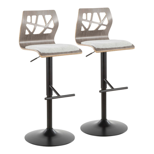 Folia - Mid Century Modern Adjustable Barstool With Swivel & Rounded T Footrest (Set of 2) Lumi Source