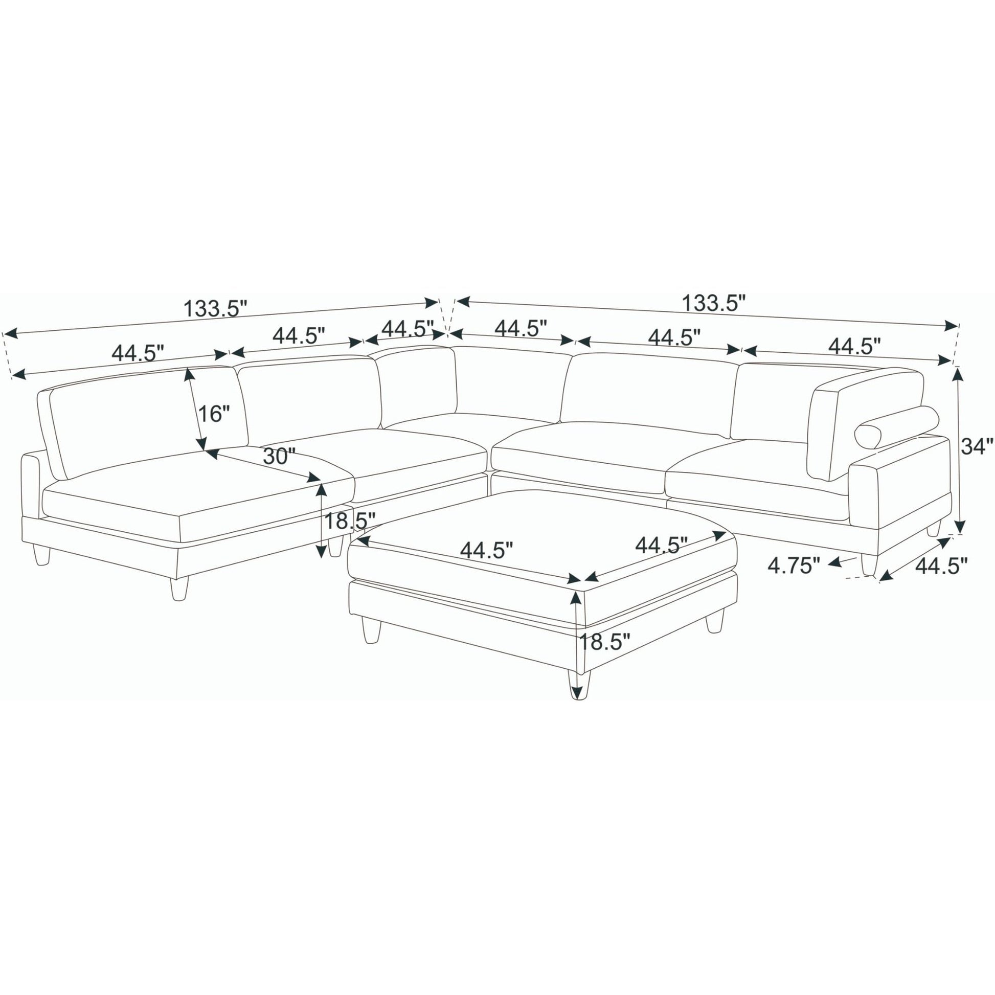 Modern Modular Sectional With Adjustable Back Support Home Essentials