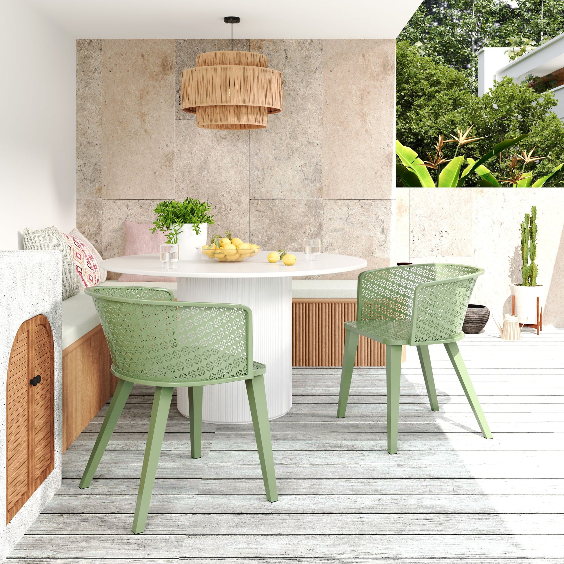 Milan - Outdoor Dining Chair (Set of 2) Noble House