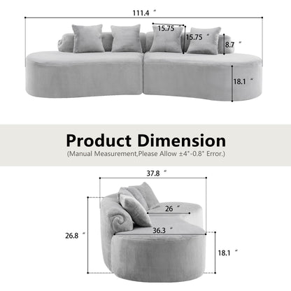 Modern Curved Sofa With Pillows Home Essentials