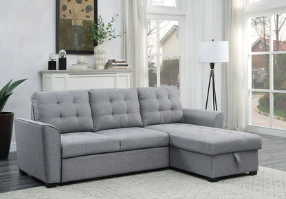 Avery - Sleeper Sectional Sofa With Reversible Storage Chaise - Light Gray Lilola Home