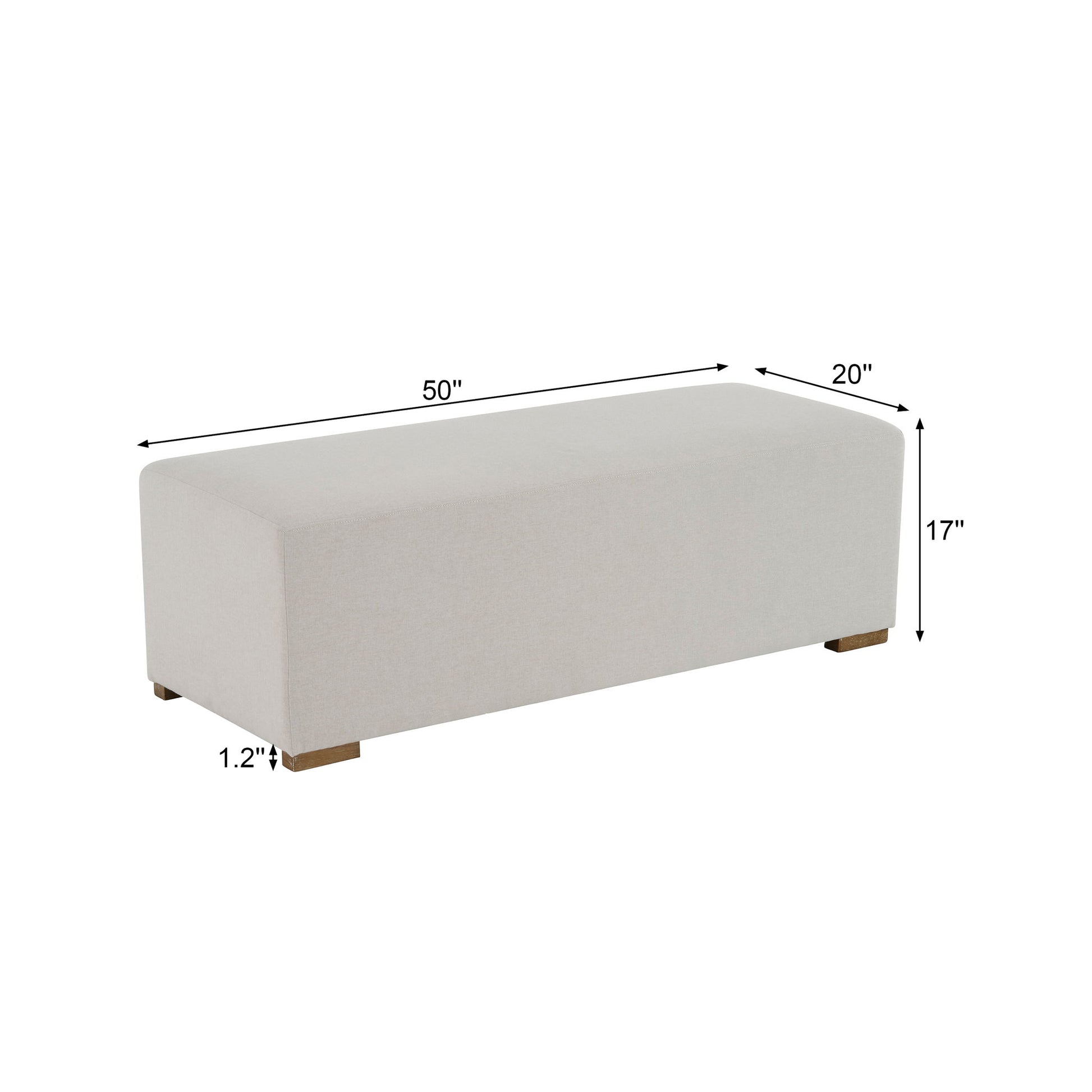 Simple Long Ottoman For Living Room - White Noble House