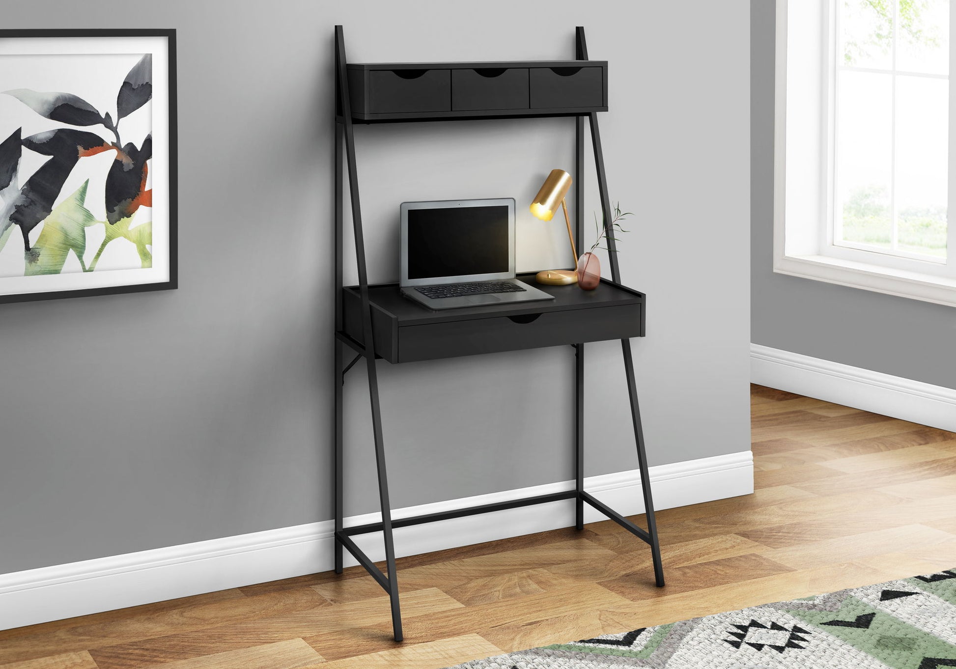 Computer Desk For Home Office, Laptop, Leaning, Storage Drawers, Contemporary & Modern 8th Street