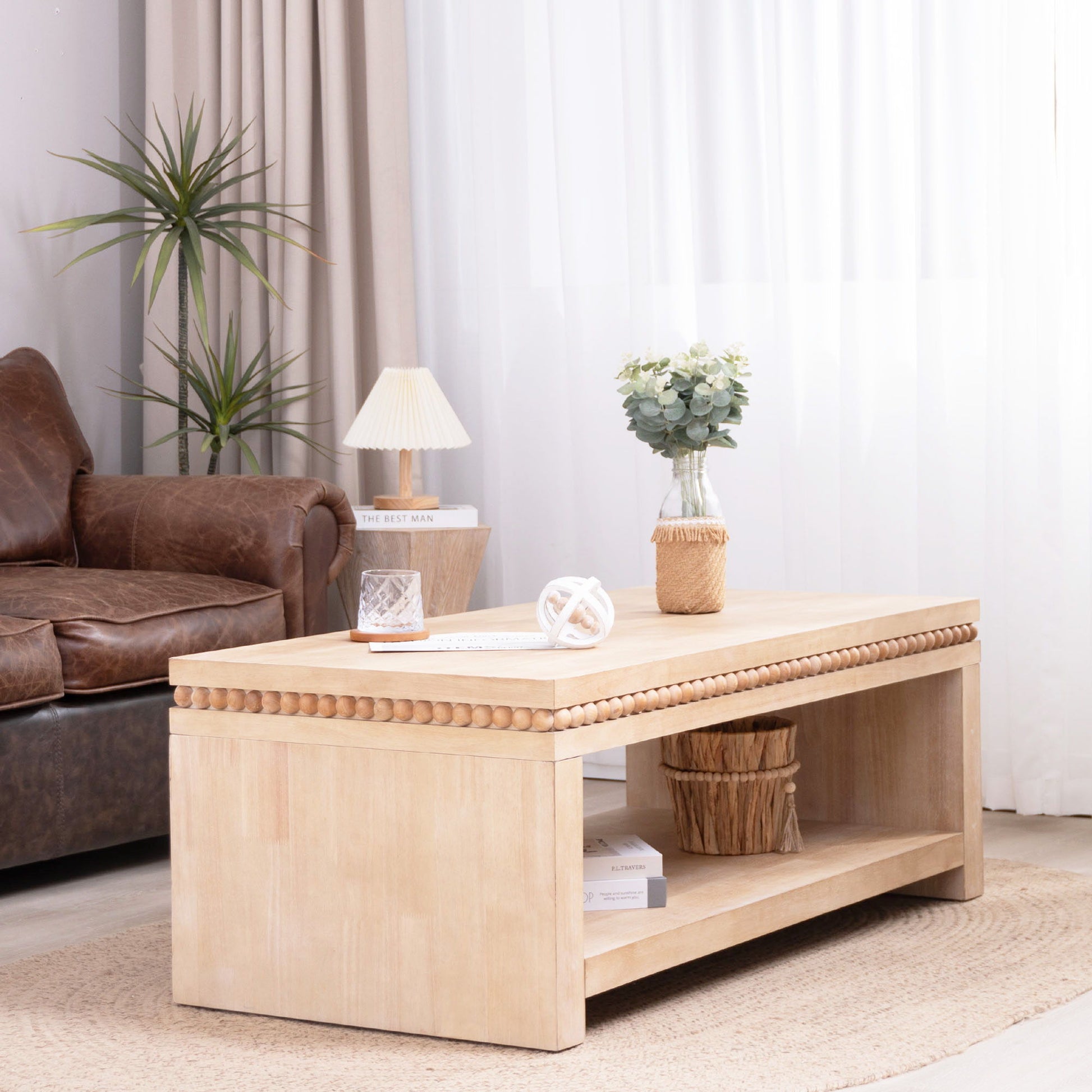 Modern Coffee Table With Beaded Trim Home Essentials