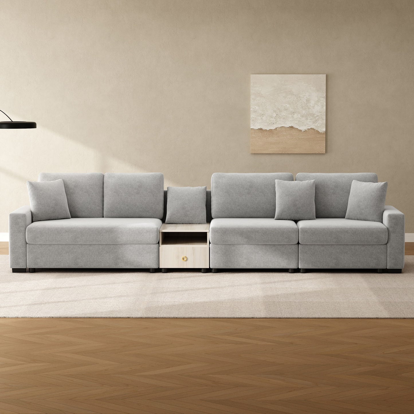 Modular Sofa Couch With Storage Armrest And Center Console Noble House