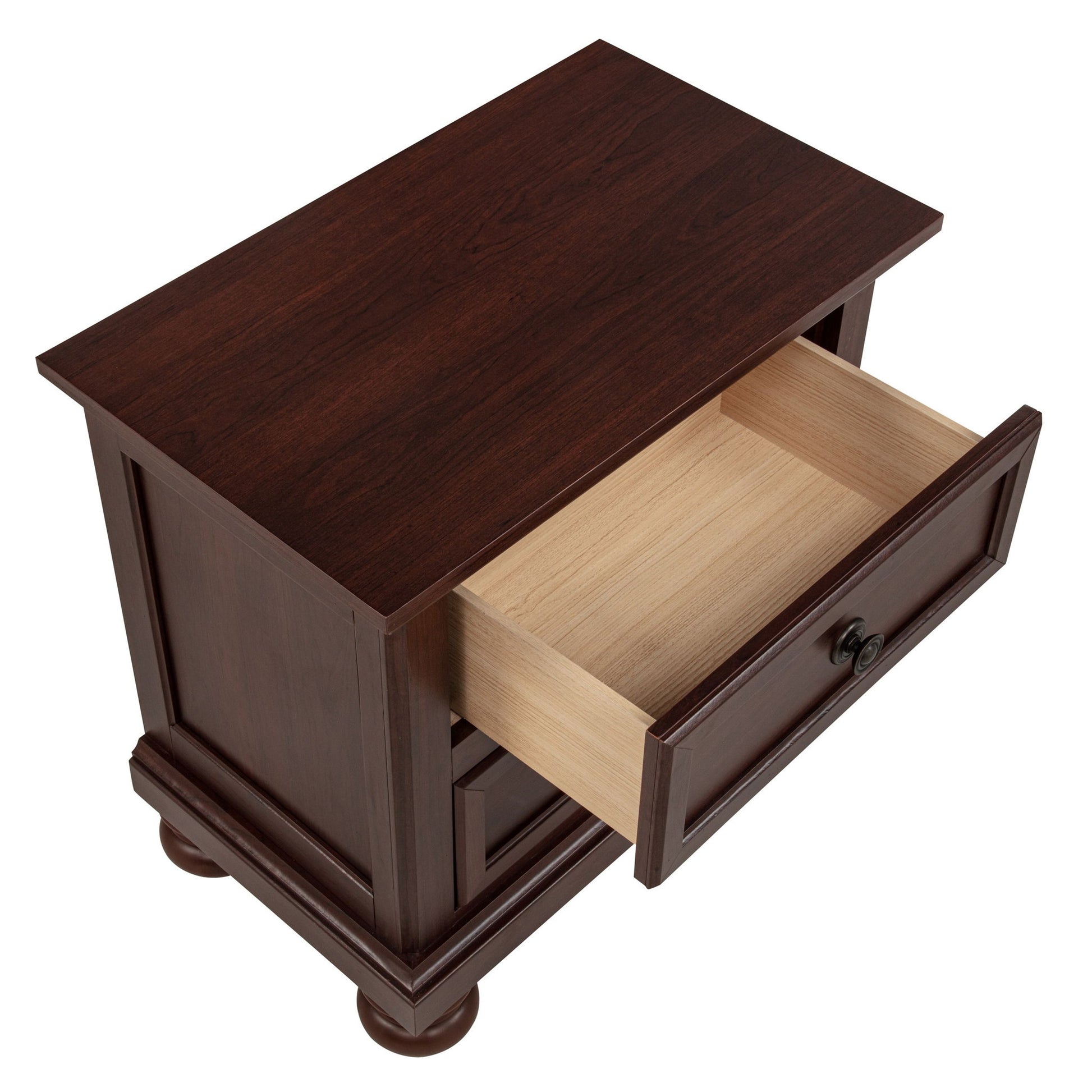 1 Piece Nightstand, 2 Drawer Storage Bedroom Furniture - Brown / Cherry Home Essentials