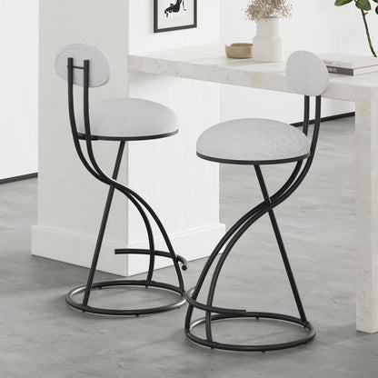 Round Print Bar Stools Upholstered Chairs For Kitchen (Set of 2) Home Essentials
