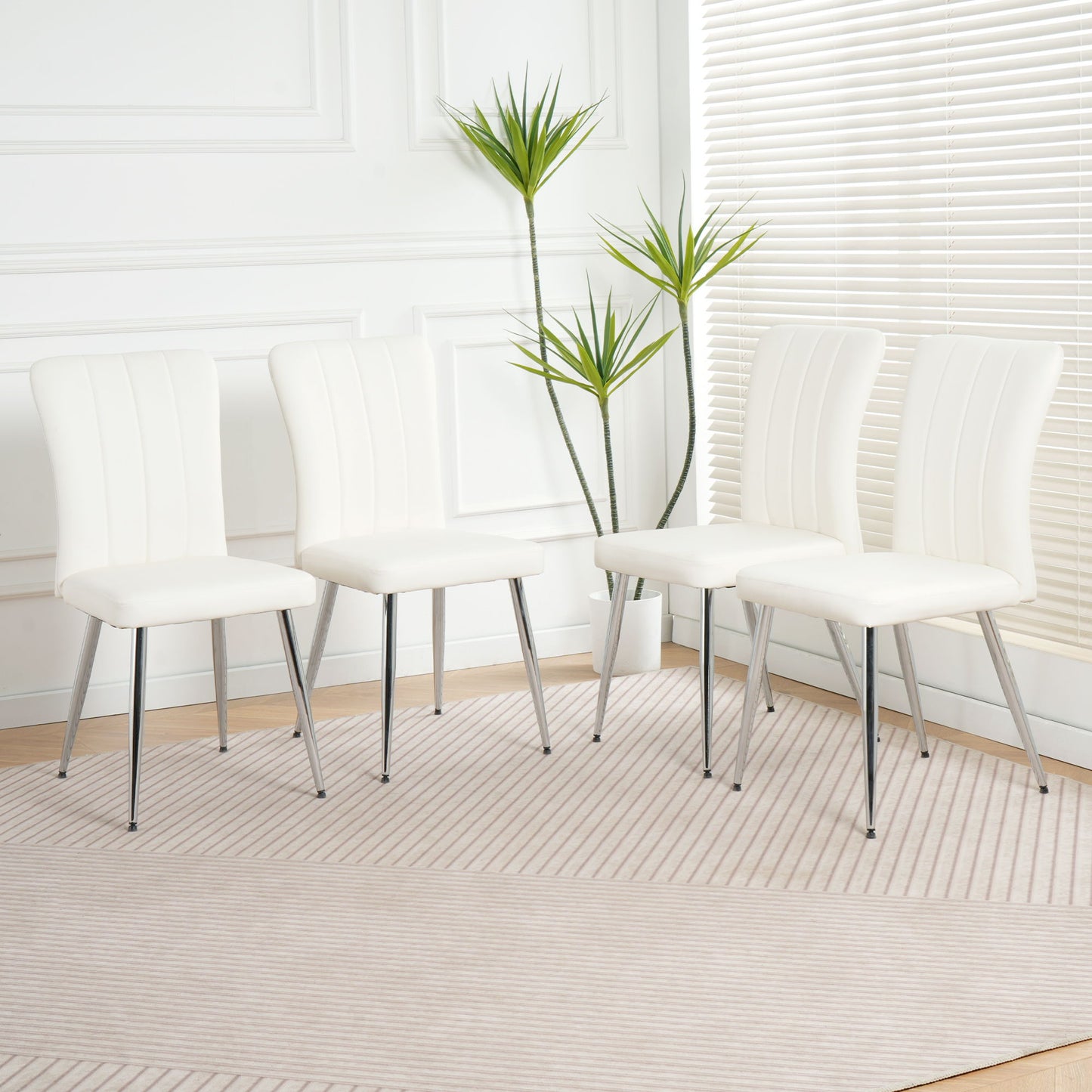 Modern Dining Chair With Electroplated Metal Legs (Set of 4) Home Essentials