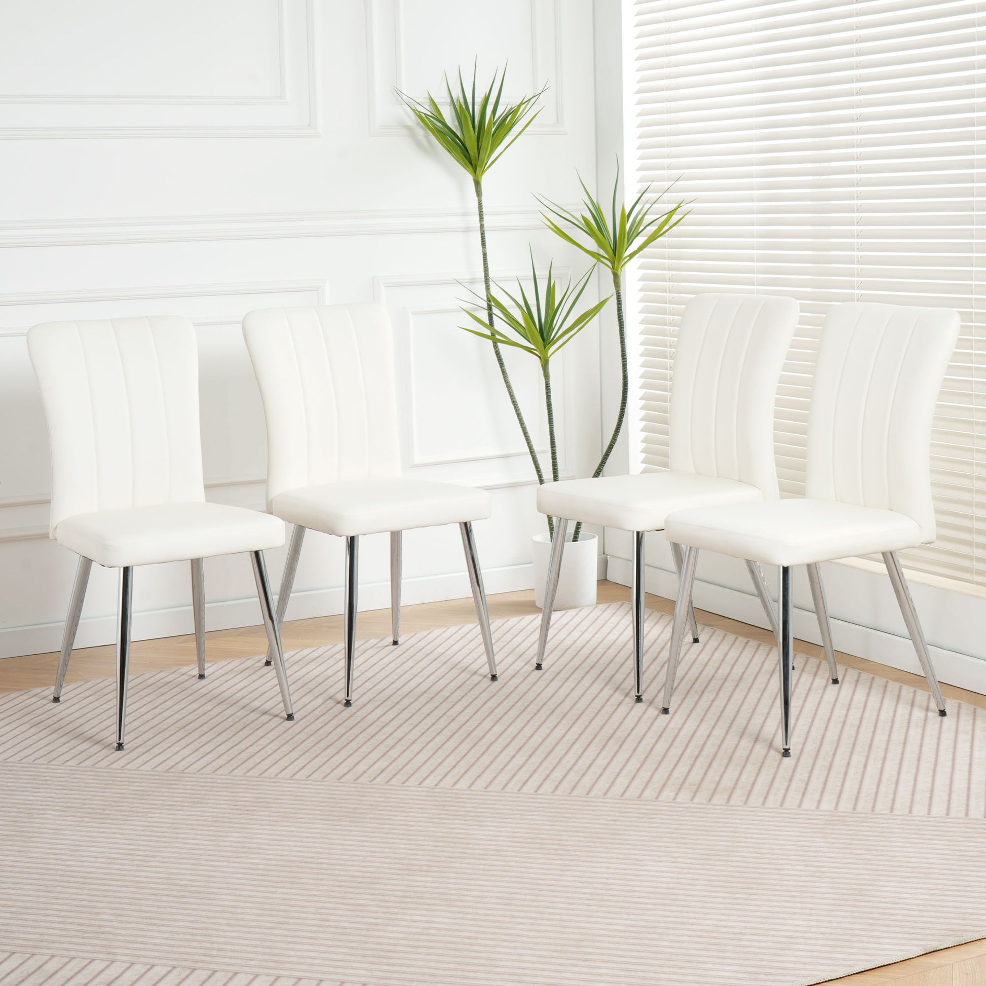 Modern Dining Chair With Electroplated Metal Legs (Set of 4) Home Essentials
