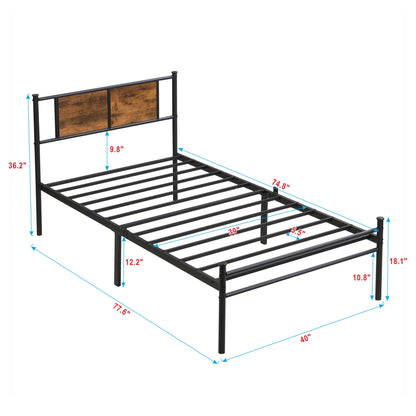 Modern Metal Bedframe With Headboard, Durable Steel Structure Home Essentials