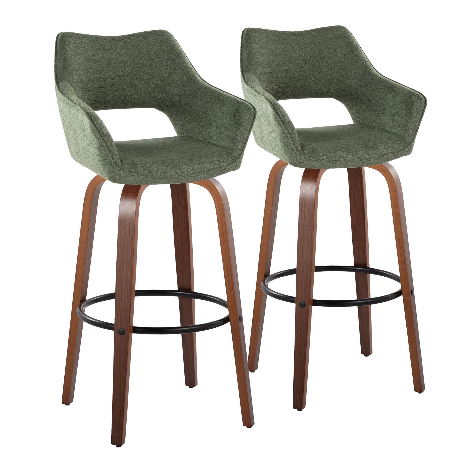 Mustang - Contemporary Fixed Height Barstool With Swivel & Round Footrest (Set of 2) Lumi Source