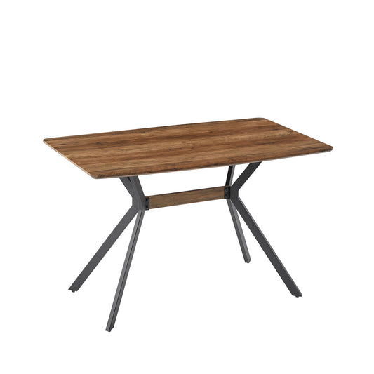 Modern Minimalist Style Dining Table MDF Wooden Top Metal Shelf Metal Heat Transfer Legs Leveling Feet For Dining Room Kitchen Office Table - Walnut / Black Home Essentials