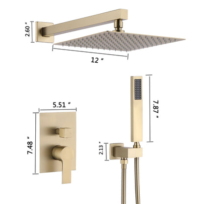 12" Ceiling Mount Shower System With Rain Mixer And Handheld Shower Daily Nest