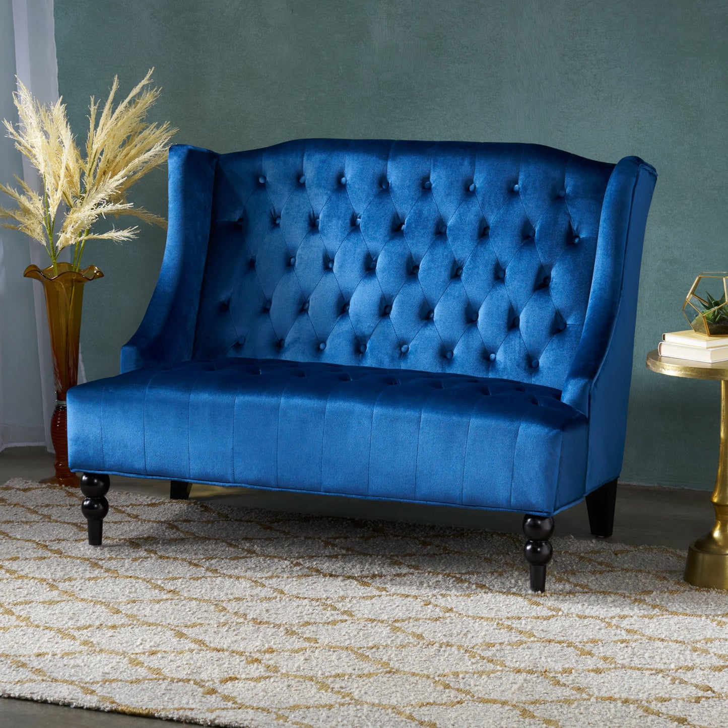 Nurturing - Upholstered Loveseat With Wing Back And Diamond Tufting Noble House
