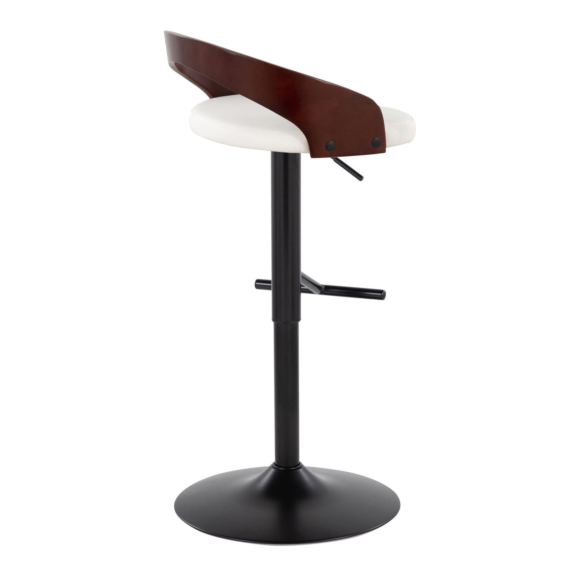 Grotto - Contemporary Adjustable Barstool With Swivel & Straight T Footrest (Set of 2) Lumi Source